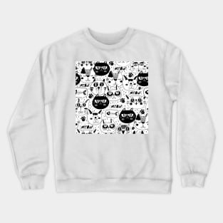 Cats Doodle in Black and White Crewneck Sweatshirt